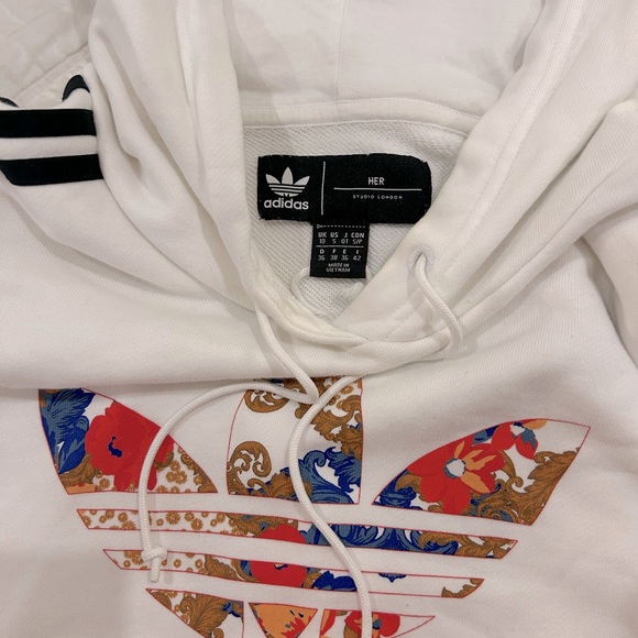 Adidas x Her Womens Cropped Boxy Hoodie Sz S - White - Picture 9 of 9
